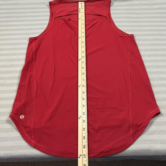 Lululemon Tank Top Womens Medium Red Vented Back High Low Hem Athletic Running - Picture 6 of 7